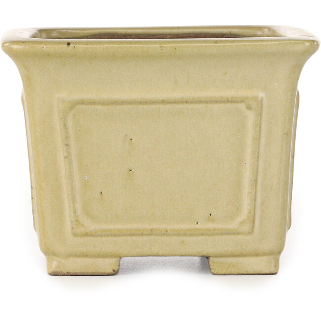 Vaso bonsai quadrato bianco sporco di Shibakatsu - 123 x 123 x 90 mm