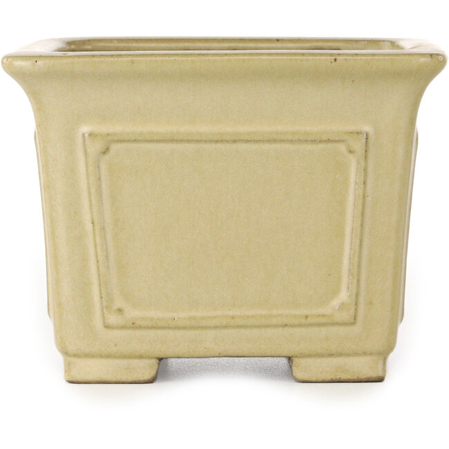 Pot à bonsaï carré blanc cassé de Shibakatsu - 123 x 123 x 90 mm