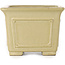 Square off-white bonsai pot by Shibakatsu - 123 x 123 x 90 mm