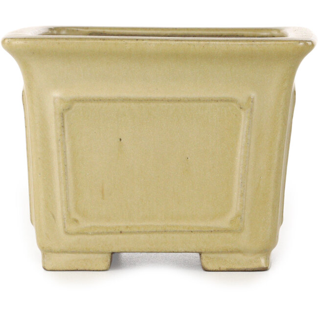 Square off-white bonsai pot by Shibakatsu - 123 x 123 x 90 mm