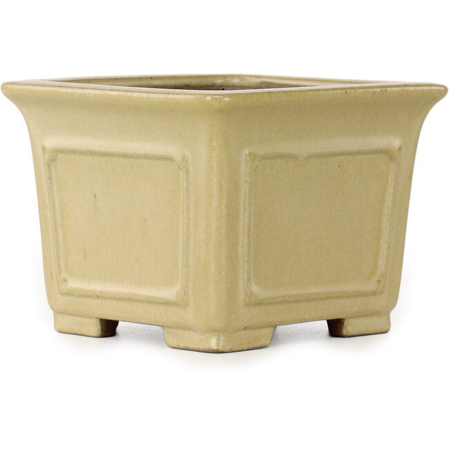 Pot à bonsaï carré blanc cassé de Shibakatsu - 123 x 123 x 90 mm