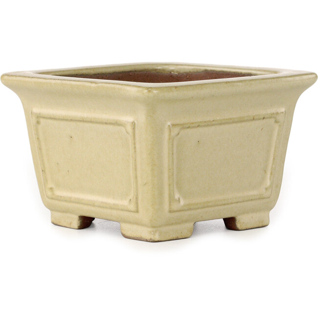 Vaso bonsai quadrato bianco sporco di Shibakatsu - 106 x 106 x 70 mm