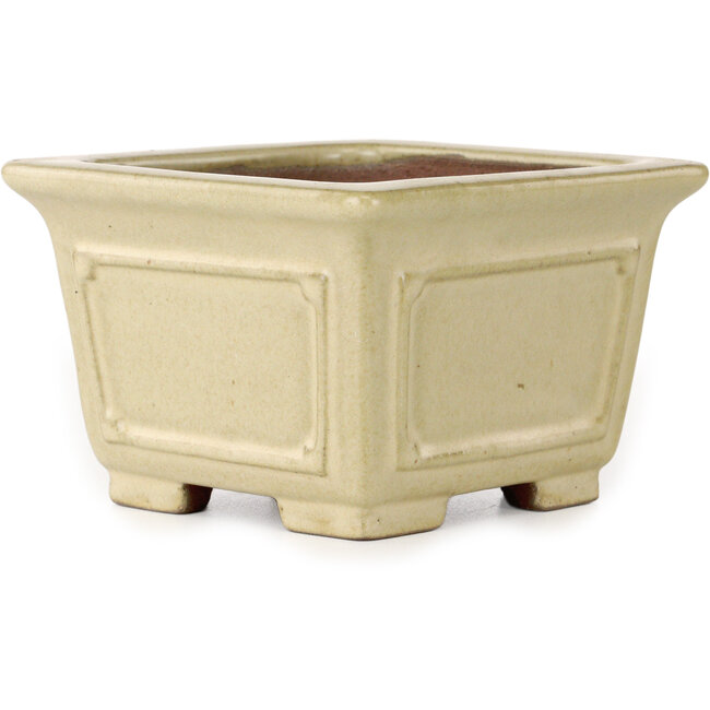 Vaso bonsai quadrato bianco sporco di Shibakatsu - 106 x 106 x 70 mm