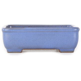  Yamafusa - Takehiko Koie Pot à bonsaï rectangulaire bleu de 135 mm de diamètre, fabriqué par Yamafusa, Tokoname, Japon.