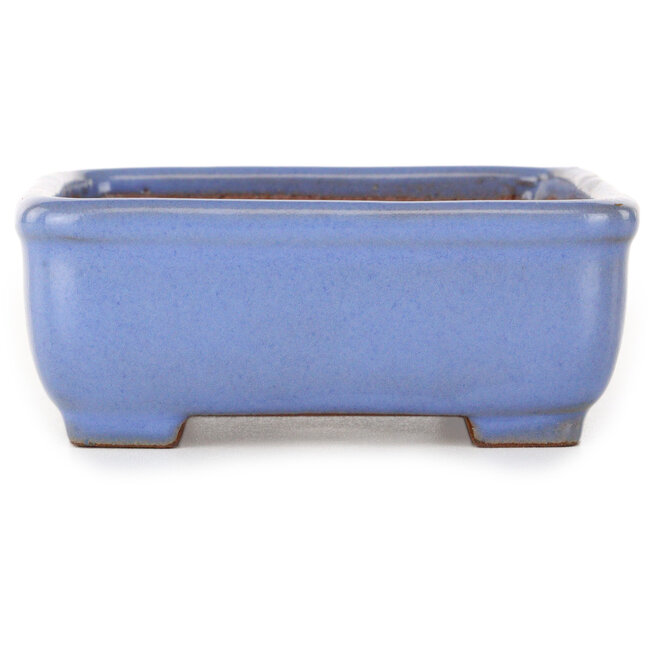 Pot à bonsaï rectangulaire bleu de Yamafusa - 135 x 110 x 42 mm