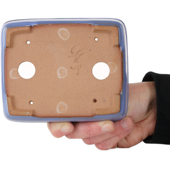Maceta rectangular azul para bonsái de Yamafusa - 135 x 110 x 42 mm