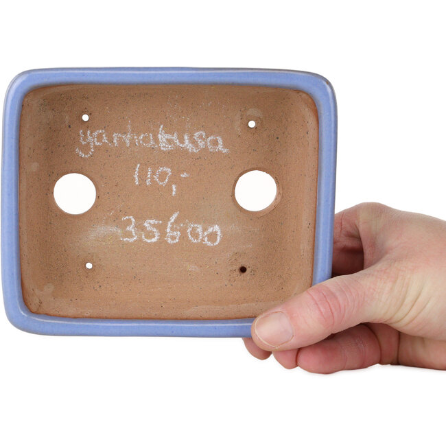 Pot à bonsaï rectangulaire bleu de Yamafusa - 135 x 110 x 42 mm