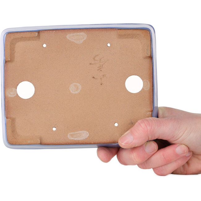 Pot à bonsaï rectangulaire bleu de Yamafusa - 162 x 128 x 30 mm