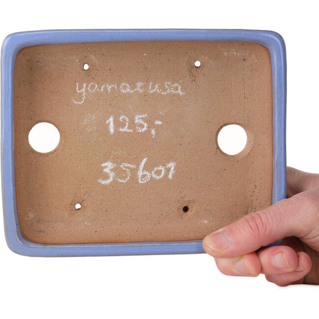Pot à bonsaï rectangulaire bleu de Yamafusa - 162 x 128 x 30 mm