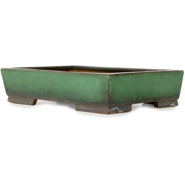 Rectangular green bonsai pot by Shuhou - 380 x 265 x 85 mm