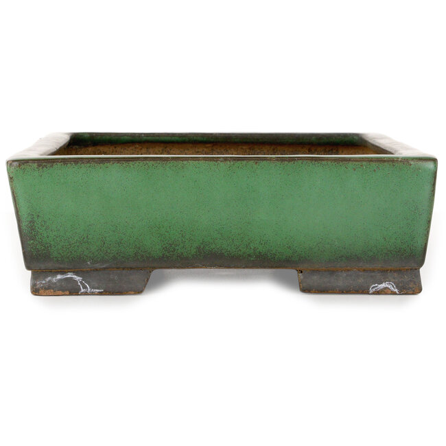Maceta rectangular verde para bonsái de Shuhou - 380 x 265 x 85 mm