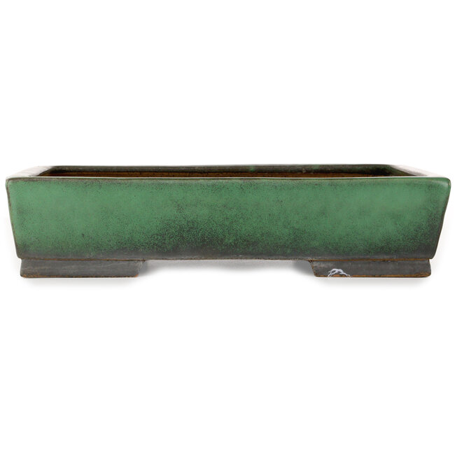 Pot à bonsaï rectangulaire vert de Shuhou - 380 x 265 x 85 mm