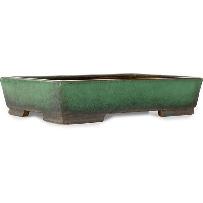 Rectangular green bonsai pot by Shuhou - 380 x 265 x 85 mm