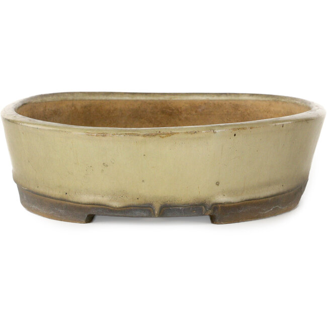 Pot à bonsaï ovale blanc cassé par Nakawatari - 370 x 255 x 68 mm