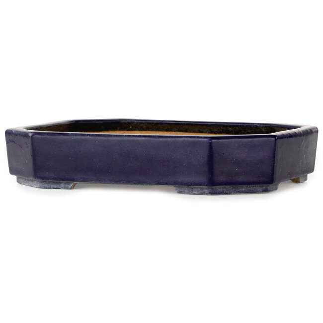 Pot à bonsaï ovale bleu foncé de Hattori - 312 x 238 x 62 mm