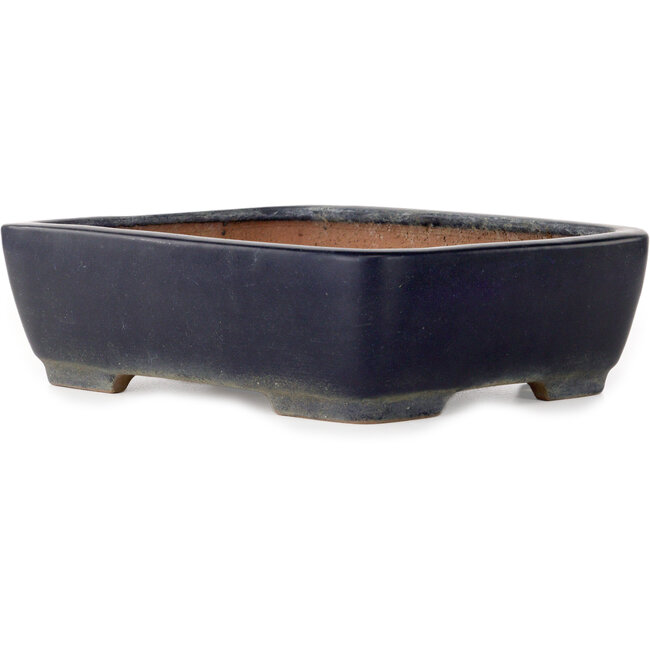 Rectangular dark blue bonsai pot by Yamafusa - 288 x 225 x 80 mm