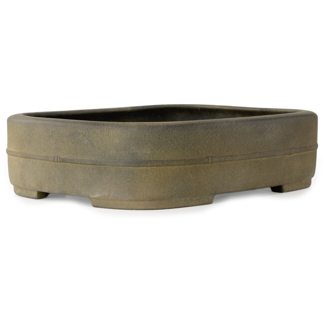 Oval unglazed bonsai pot by Koyou - 385 x 303 x 100 mm