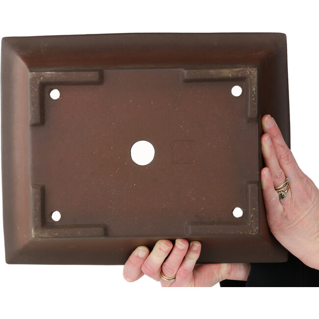 Maceta rectangular sin esmaltar para bonsái de Izumiya (Zenigo) - 325 x 260 x 90 mm