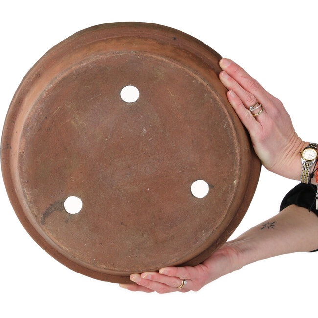 Maceta redonda sin esmaltar para bonsái de Nanban - 362 x 362 x 83 mm