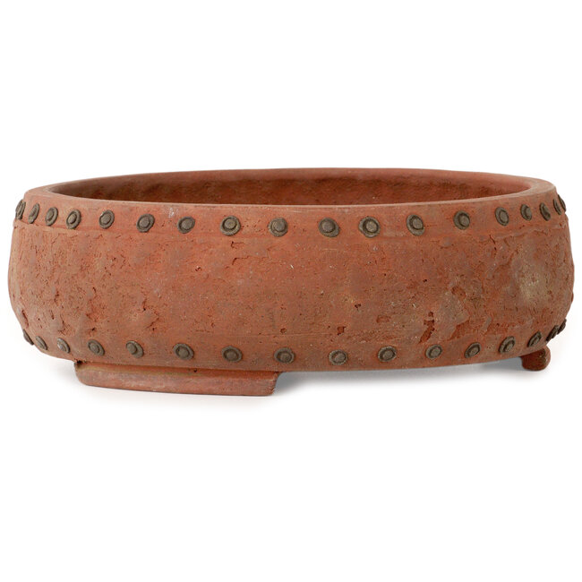 Ronde, ongeglazuurde bonsaipot van Izumiya (Zenigo) - 270 x 270 x 87 mm