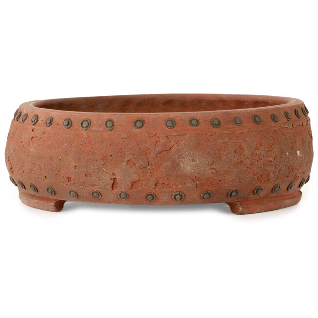 Ronde, ongeglazuurde bonsaipot van Izumiya (Zenigo) - 270 x 270 x 87 mm