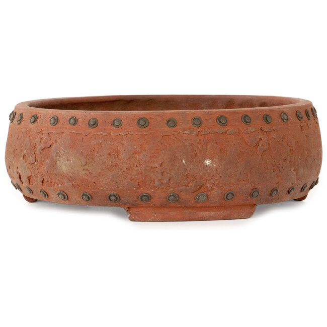 Round unglazed bonsai pot by Izumiya (Zenigo) - 270 x 270 x 87 mm