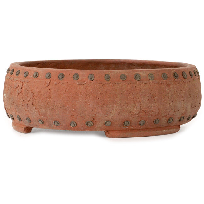 Ronde, ongeglazuurde bonsaipot van Izumiya (Zenigo) - 270 x 270 x 87 mm