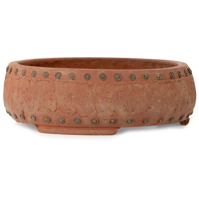 Ronde, ongeglazuurde bonsaipot van Izumiya (Zenigo) - 270 x 270 x 87 mm