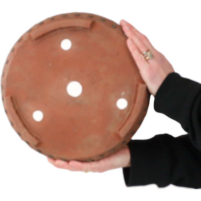 Ronde, ongeglazuurde bonsaipot van Izumiya (Zenigo) - 270 x 270 x 87 mm