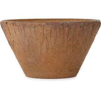 Ronde, ongeglazuurde pot van 255 mm uit Japan.