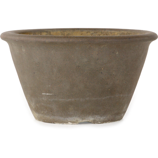 Round unglazed bonsai pot by Yamaaki Koshosen (second generation) - 242 x 242 x 140 mm