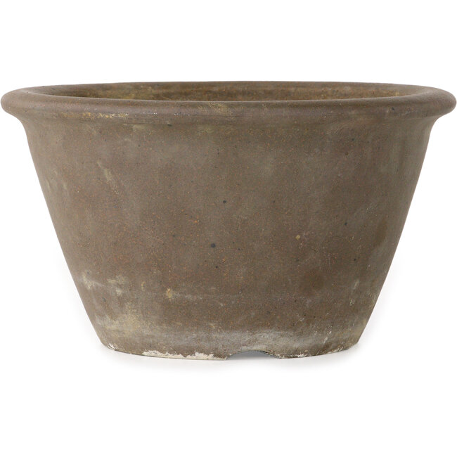 Round unglazed bonsai pot by Yamaaki Koshosen (second generation) - 242 x 242 x 140 mm