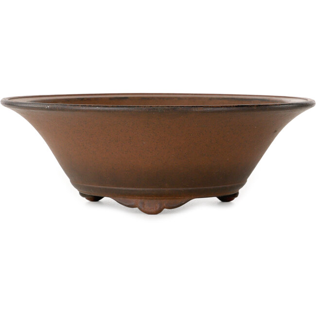 Ronde, ongeglazuurde bonsaipot van Nakawatari - 230 x 230 x 83 mm