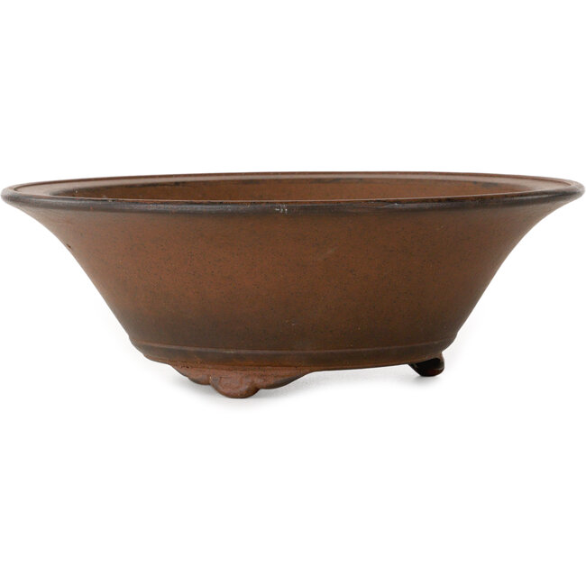 Round unglazed bonsai pot by Nakawatari - 230 x 230 x 83 mm