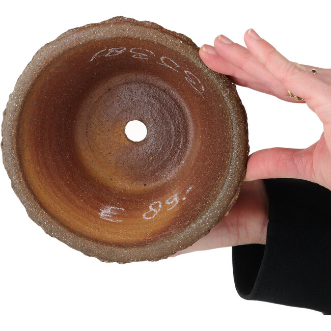 Round unglazed bonsai pot - 160 x 160 x 87 mm