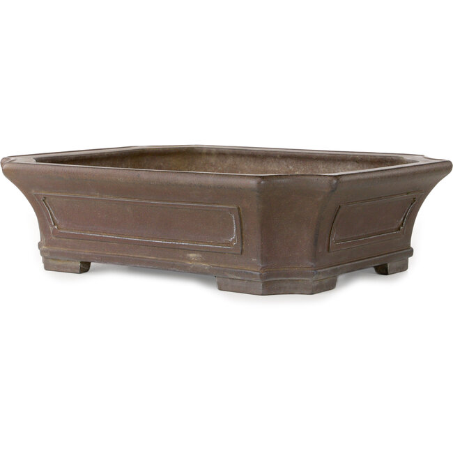 Rectangular unglazed bonsai pot by Yamaaki Koshosen (second generation) - 425 x 340 x 115 mm