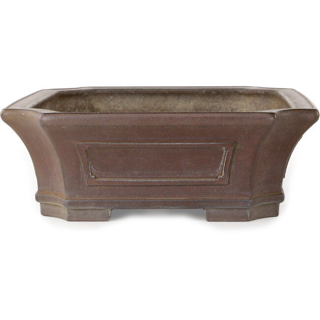 Rectangular unglazed bonsai pot by Yamaaki Koshosen (second generation) - 425 x 340 x 115 mm