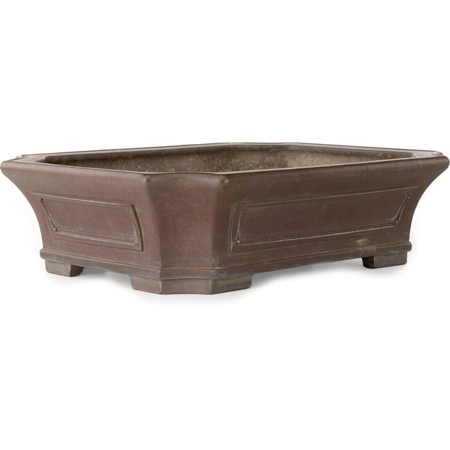 Rectangular unglazed bonsai pot by Yamaaki Koshosen (second generation) - 425 x 340 x 115 mm
