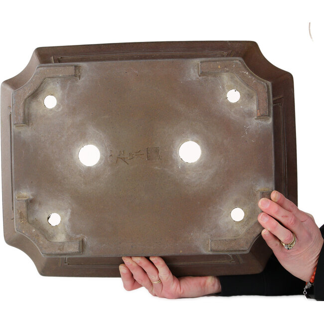 Pot à bonsaï rectangulaire non émaillé de Yamaaki Koshosen (deuxième génération) - 425 x 340 x 115 mm