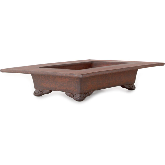 Rectangular unglazed bonsai pot by Sanpou - 400 x 295 x 80 mm