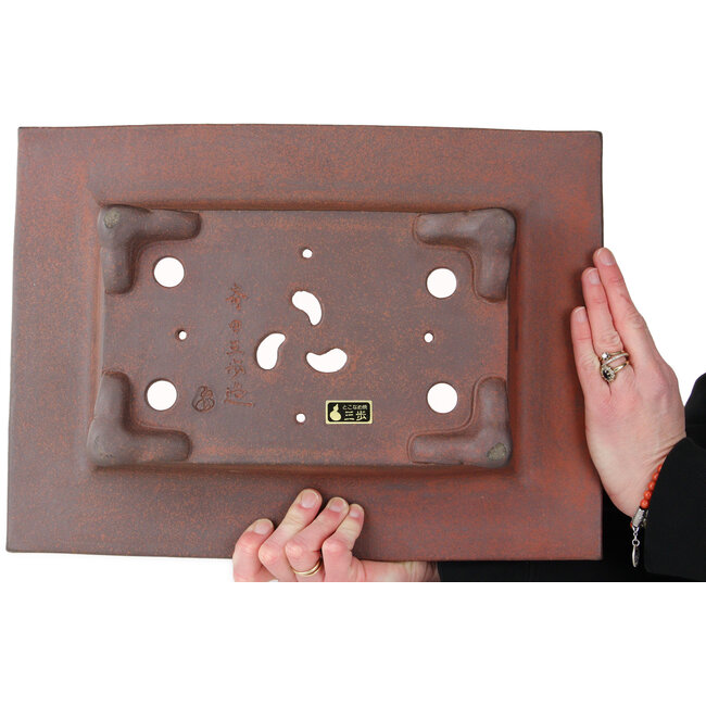 Pot à bonsaï rectangulaire non émaillé de Sanpou - 400 x 295 x 80 mm