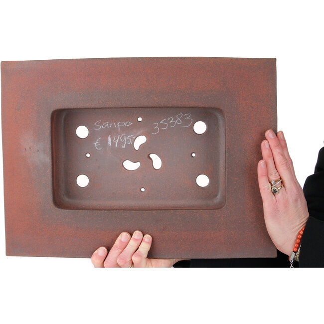Pot à bonsaï rectangulaire non émaillé de Sanpou - 400 x 295 x 80 mm