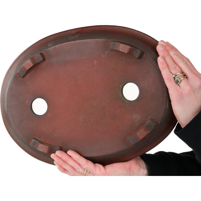 Ovale, ongeglazuurde bonsaipot van Nakawatari - 356 x 260 x 43 mm