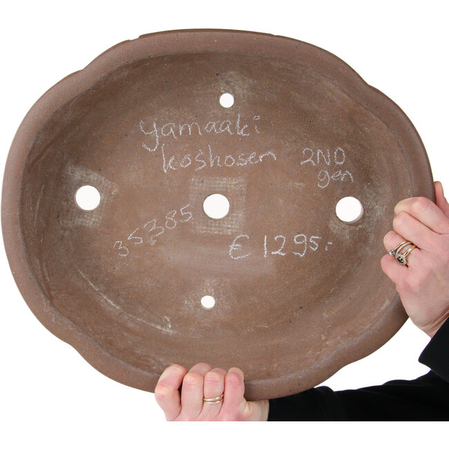 Mokko ongeglazuurde bonsaipot van Yamaaki Koshosen (tweede generatie) - 400 x 345 x 108 mm