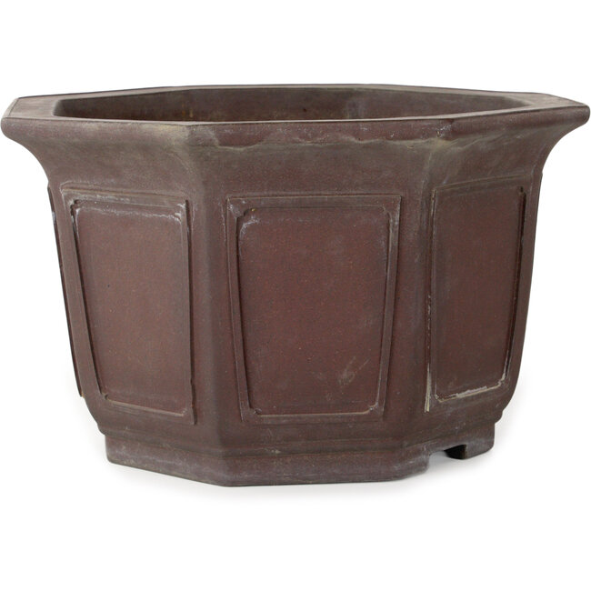 Octagonal unglazed bonsai pot by Yamaaki - 352 x 352 x 207 mm