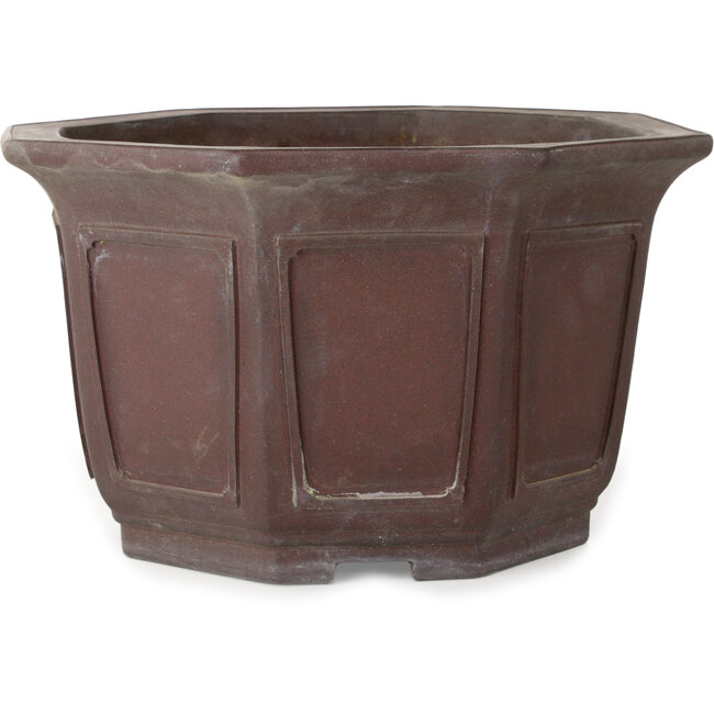 Octagonal unglazed bonsai pot by Yamaaki - 352 x 352 x 207 mm