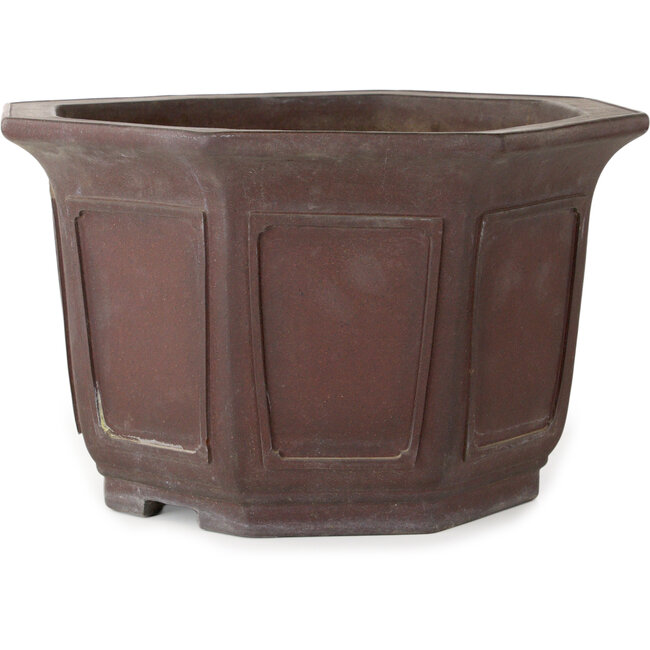 Octagonal unglazed bonsai pot by Yamaaki - 352 x 352 x 207 mm