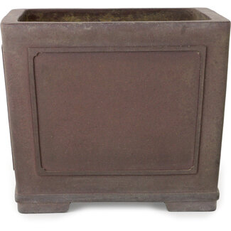  Yamaaki Vaso bonsai quadrato non smaltato da 243 mm di Yamaaki, Tokoname, Giappone