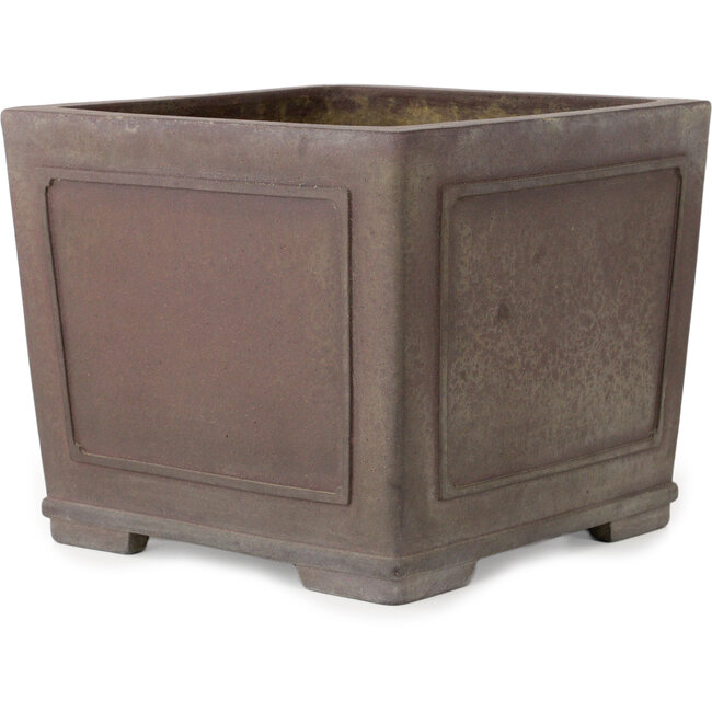 Square unglazed bonsai pot by Yamaaki - 243 x 243 x 203 mm
