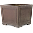 Square unglazed bonsai pot by Yamaaki - 243 x 243 x 203 mm